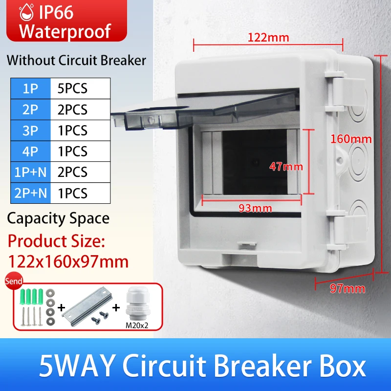 HT-8 Way IP65 Mcb Breaker Box Distribution Protection Box