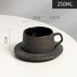 Elegant Black Ceramic Coffee and Saucer Set - 201 - 300ml (A)