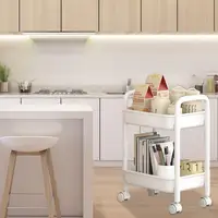 Rolling wheel Kitchen Cart Waterproof 2 Tier Anti-Slip Cart Shelf for Skin Care Products Sauce Bottles Small Storage Trolley 2