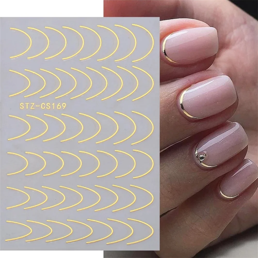 French Nail Stickers 3d Design French Romance Fashion Nail Accessories Metal Line Stickers Art nail stickers
