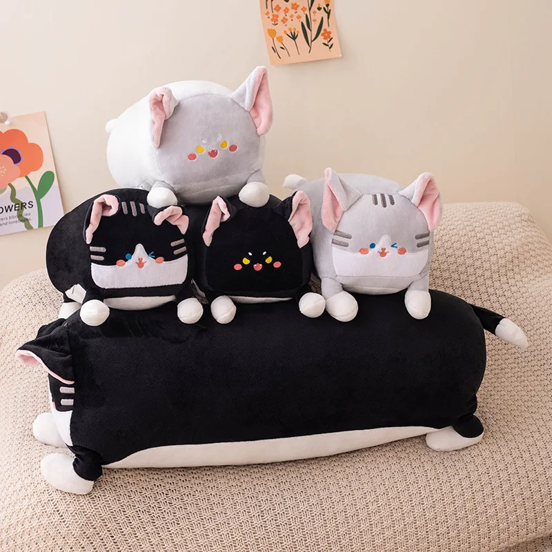 Creative Square Big Ear Cat Plush Throw Pillow Toy Cartoon Stuffed Animals  Kittey Plushies Waist Cushion Anime Soft Kids Toys