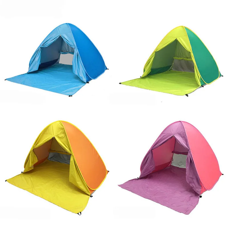 

With Door Curtain 2-3Persons Pop Up Beach Tent Automatic Quickly Open Outdoor Camping Tour UV50+ Portable Ultralight Sunscreen