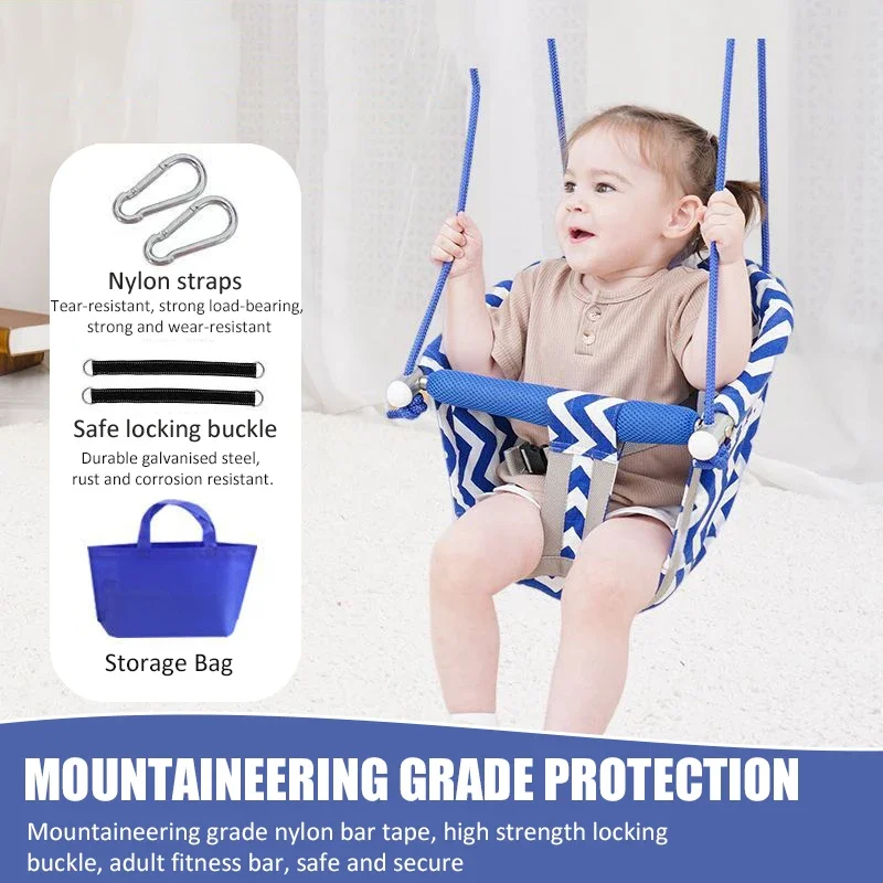 Baby Swing Chair Comfortable Sturdy Harmless Adjustable Sling Chair Toys Indoor Outdoor Home Canvas Kid Swing Set Playground 3