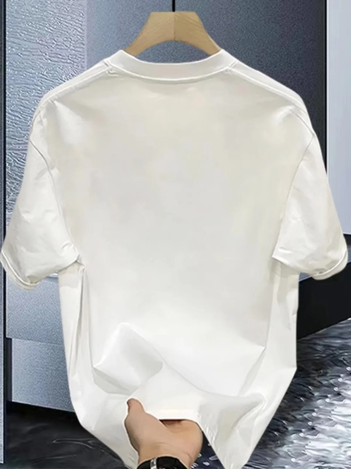 티셔츠 반팔 라운드넥 남성용, 면 100%, 캐주얼, 루즈, 대형 프린트 나침반 패턴, 스포티, 편안함, 여름