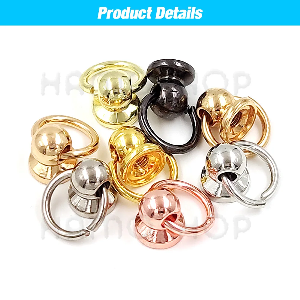 20set 7/8/10mm 금속 볼 포스트 스크류 백 O 링 스터드 시카고 스크류 리벳 Leathercraft 전화 케이스 장식 액세서리