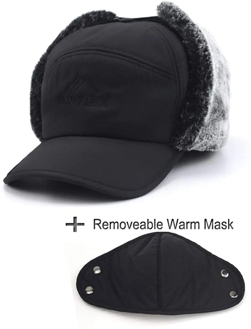 Winter Hat Earflap Hat Faux Fur Hat Winter Warm Thicken Faux Fur Bomber Hat Men Women Ear Flap Cap Ski Soft Thermal Bonnets Hats Caps for Extreme Cold Weather