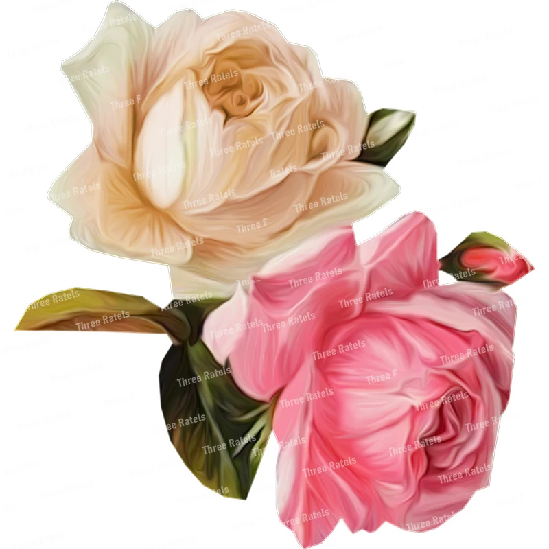 Description Picture 6 of itemThree Ratels QCF186 Color rose bouquet PVC waterproof toilet decal household appliances concealer self-adhesive wall sticker