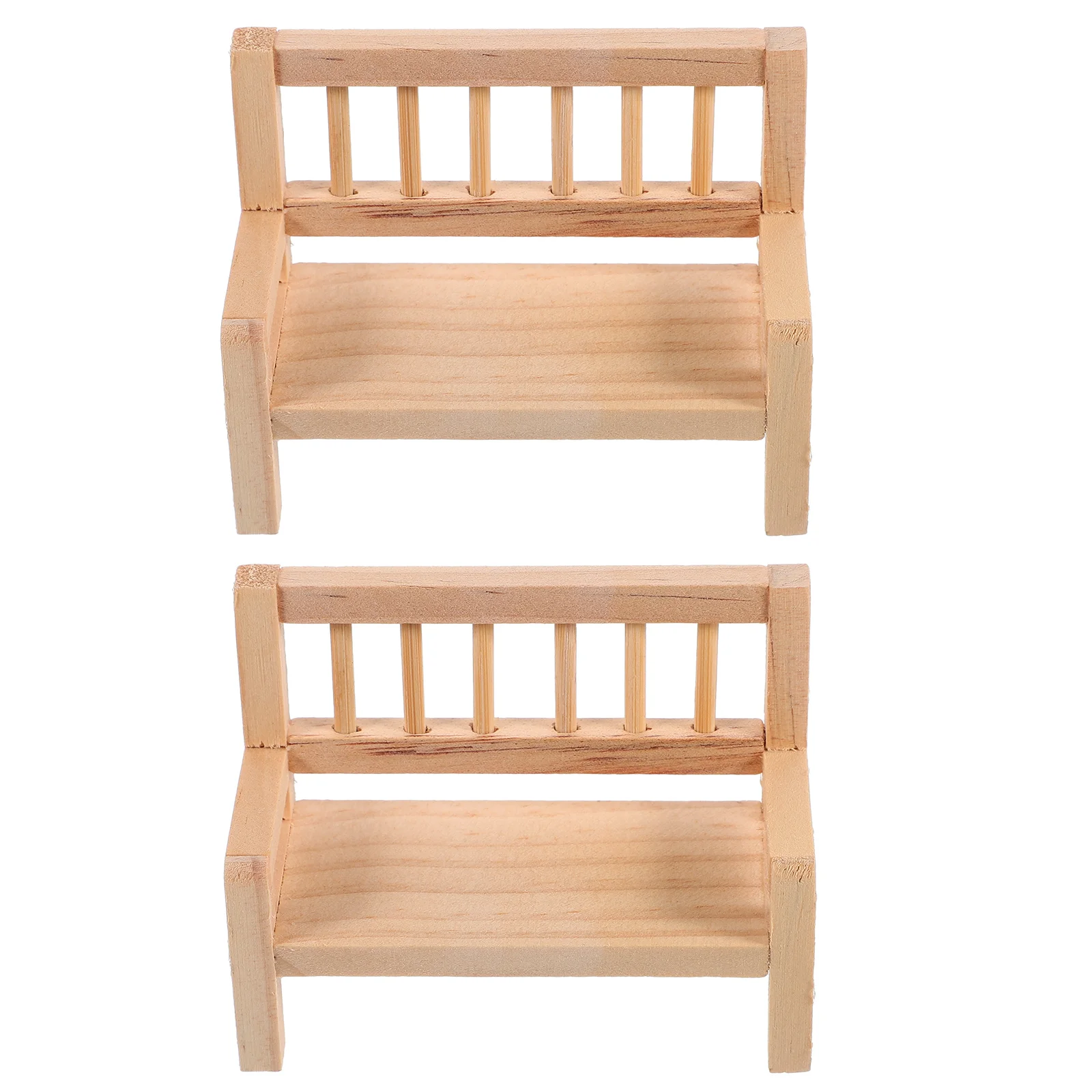 

2pcs Mini Bench Model Wooden Mini House Bench Miniature Furniture Ornament Decor