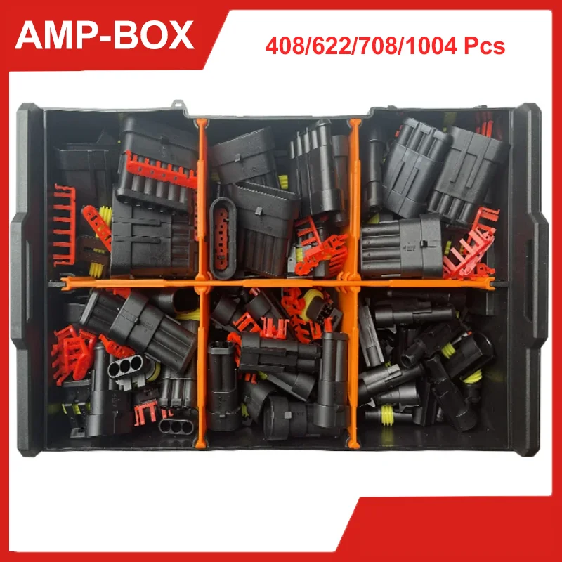 

408/1004PCS AMP 1.5 Waterproof Connectors Box 1/2/3/4/5/6 Pin Car Electrical Wire Connector Male&Female Plug Truck Harness