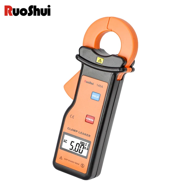  RuoShui 140A Digital Abrazadera Leaker Alta Precisión Fuga  Corriente Pinza Medidor Medida Rango 0.000mA ~ 60.00A LCD Probador  Automático : Industrial y Científico