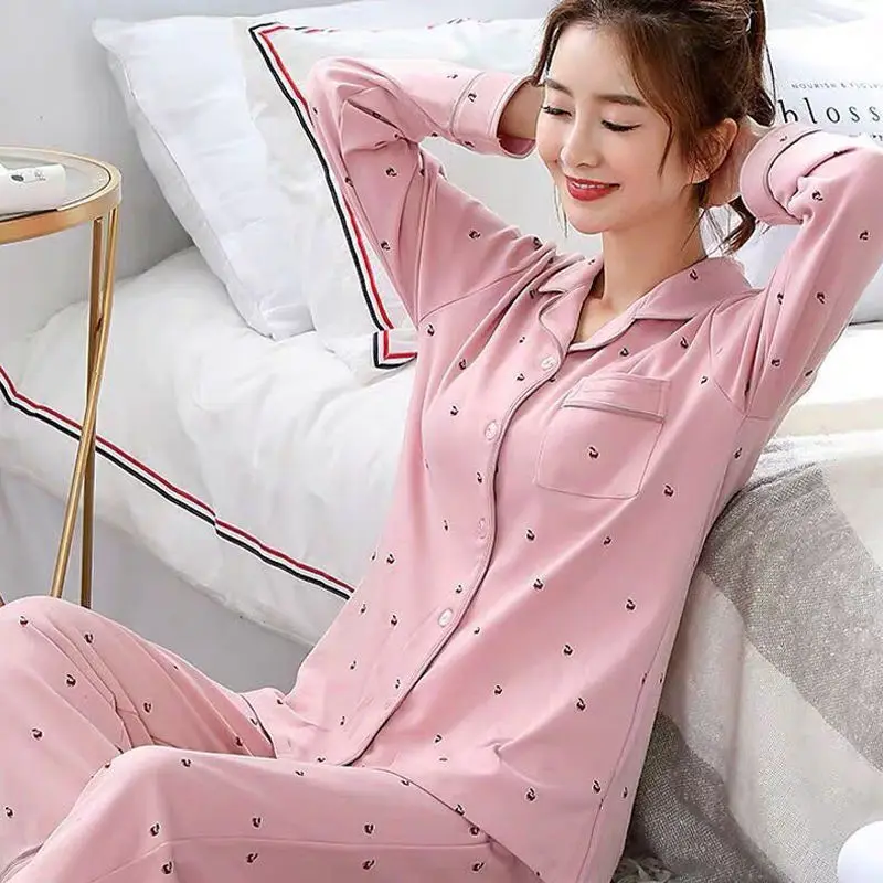 جديد المرأة تقليد القطن منامة Homewear مجموعة الفت...