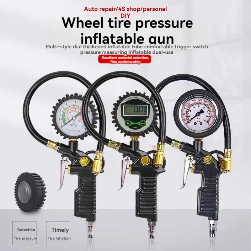 Digital Tire Pressure Gauge Can Be Deflated Car Tire Air Gun Barometer Air Pressure Gauge Inflation Gun Inflation Table tire pressure gauge