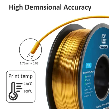GEEETECH Silk PLA 3d Filament Wire 1kg 1.75mm Spool Wire 3D Printer Material 3D Print Refills, Fast Delivery Vacuum Package 2