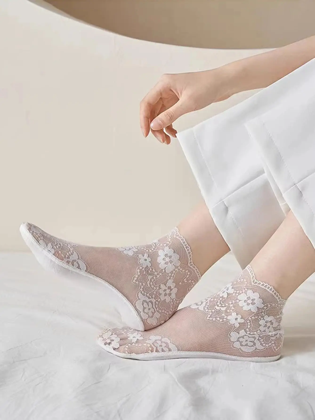 5 Paar Damen-Bootssocken, Sommer, dünn, ausgehöhltes Netz, durchlässig, durchsichtig, rutschfeste Socken – Detail 2