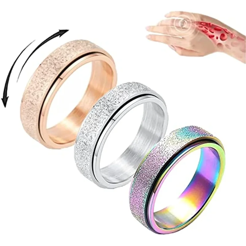 

Frostaly Potassium Ion Spinning Ring Lymphatic Dredging Ring Potassium Ion Spinni Ring Fidget Ring for Anxiety Men's and women's