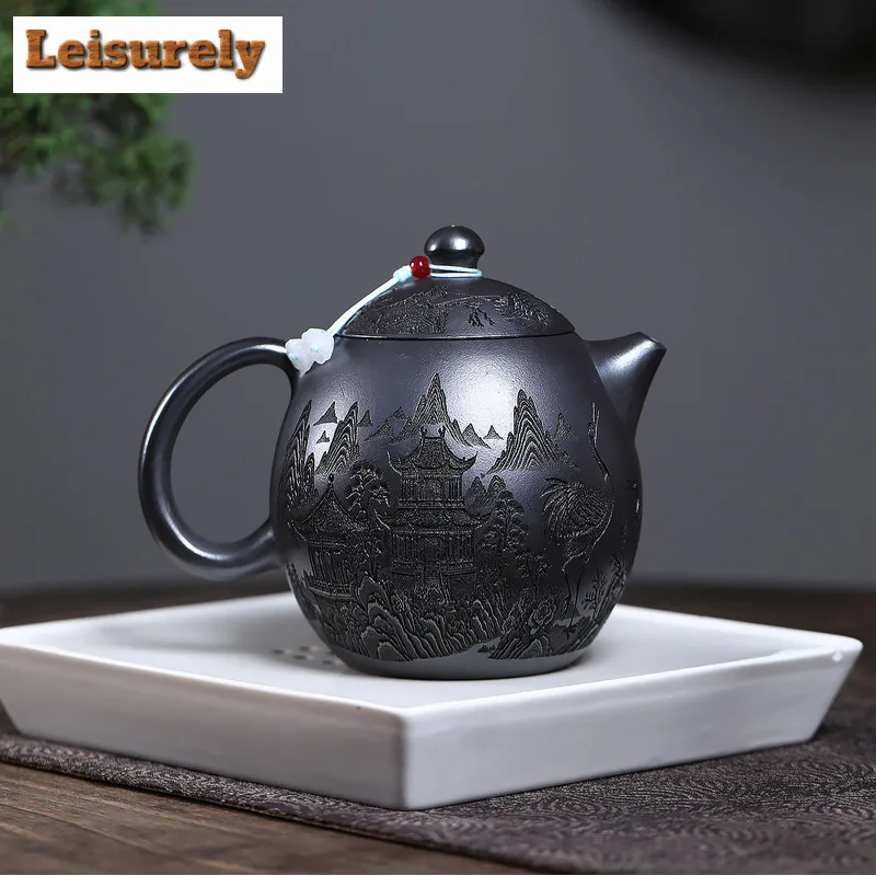 520ml Ancient Yixing Purple Clay Teapots Handmade Dragon Egg Pot Raw Ore Stone Yellow Mud Tea Making Kettle Zisha Tea Set Gift