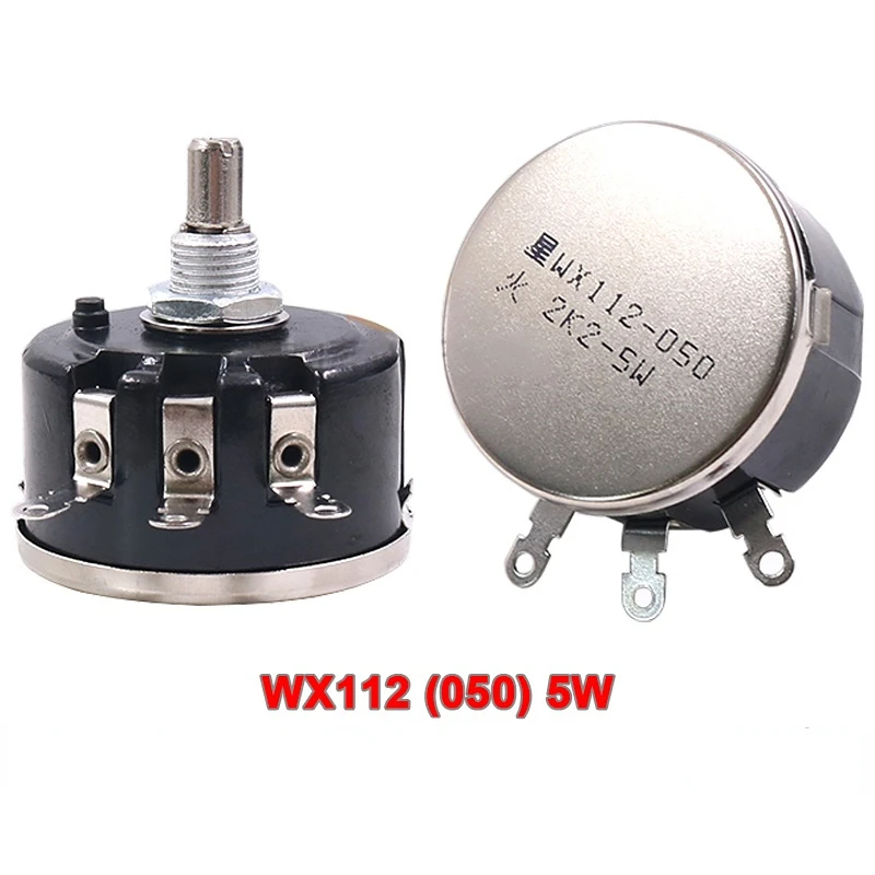 2PCS WX112 (050) 5W Single Circle Wire Wound Potentiometer WX050 100R 220R 1K 2K2 4K7 10K 22K 33K 47K 100 220 2.2K 4.7K Ohm