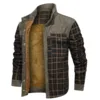 Fall Winter Men's Plaid Print Casual Jackets Fashion Vintage Long Sleeve Stand Collar Single Breasted Warm Fleece Lined Outwears 2