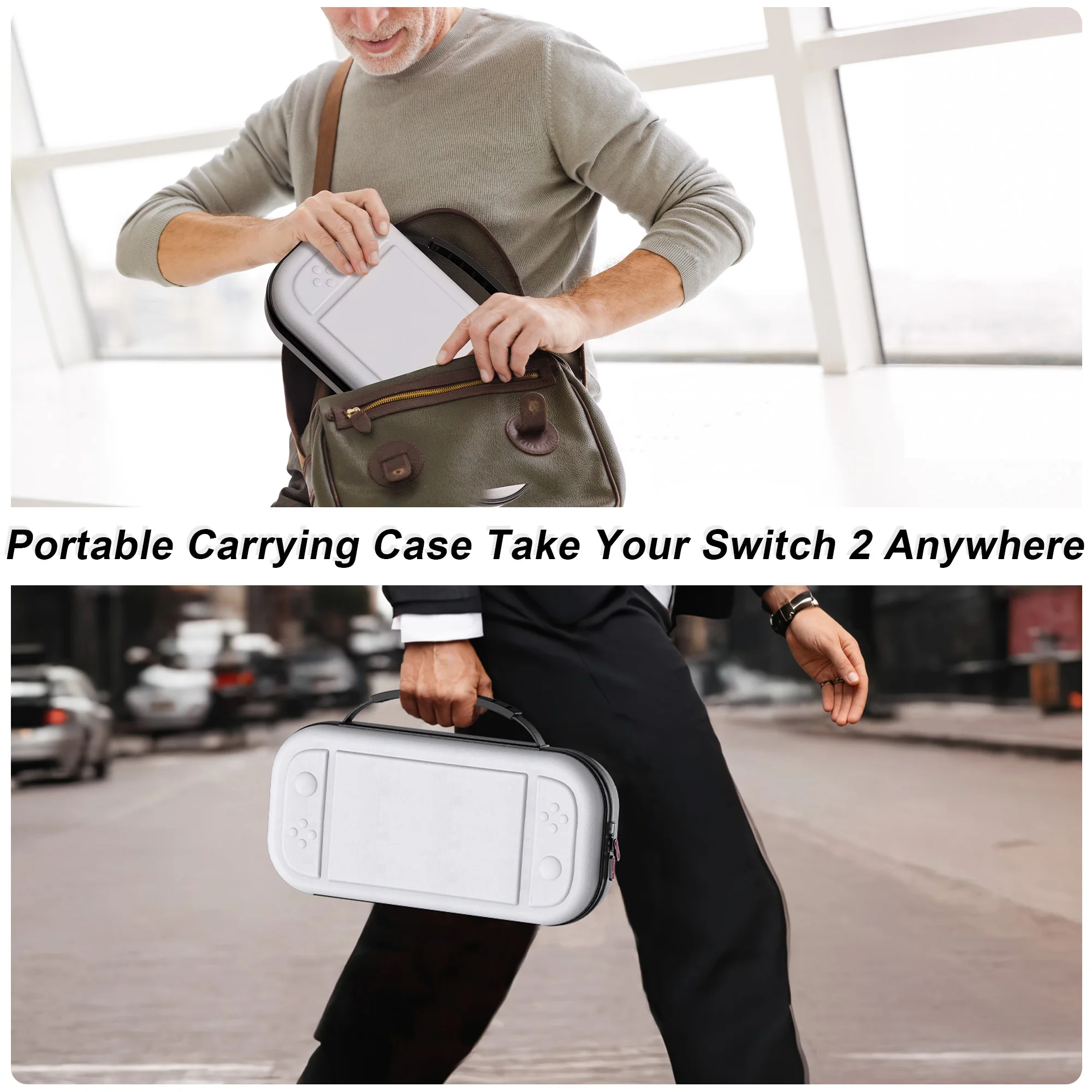 Large Capacity Portable PU Hard Travel Case with Accessory and Game Card Pockets