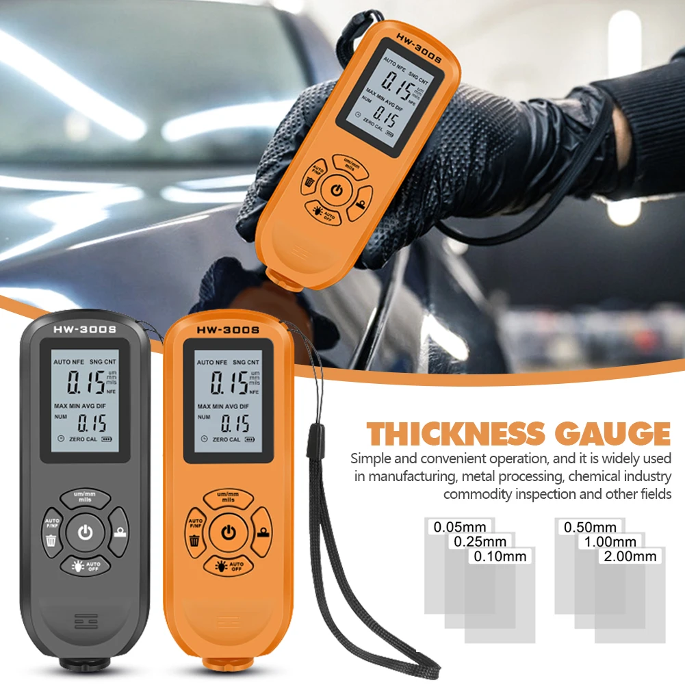 HW-300S Digital Car Coating Paint Thickness Gauge For Cars Paint Film Powder Thickness Gauge Tester Thickness Detection Tool
