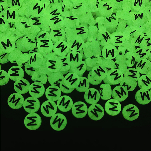 7mm Luminous Letter Beads Alphabet Acrylic Spaced Beads For Jewelry Making DIY Charms Bracelet Necklac