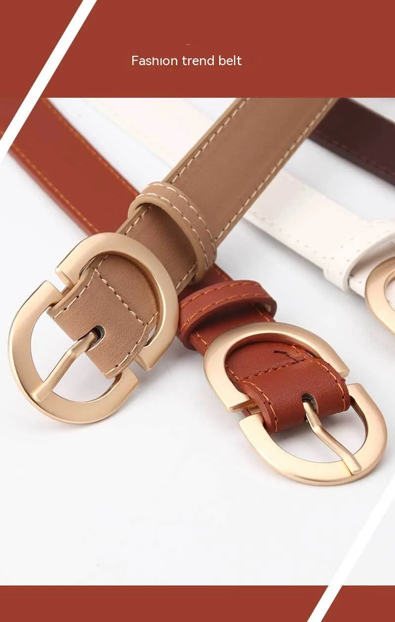 2024 European and American New Women's Belt Fashion Casual Simple Versatile Jeans Belt Instagram Korean Metal Buckle Belt_viptrois.com
