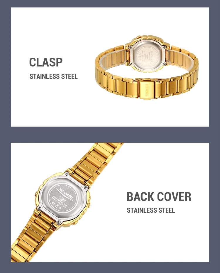 Reloj digital mujer de lujo impermeable de acero inoxidable_voghion.com