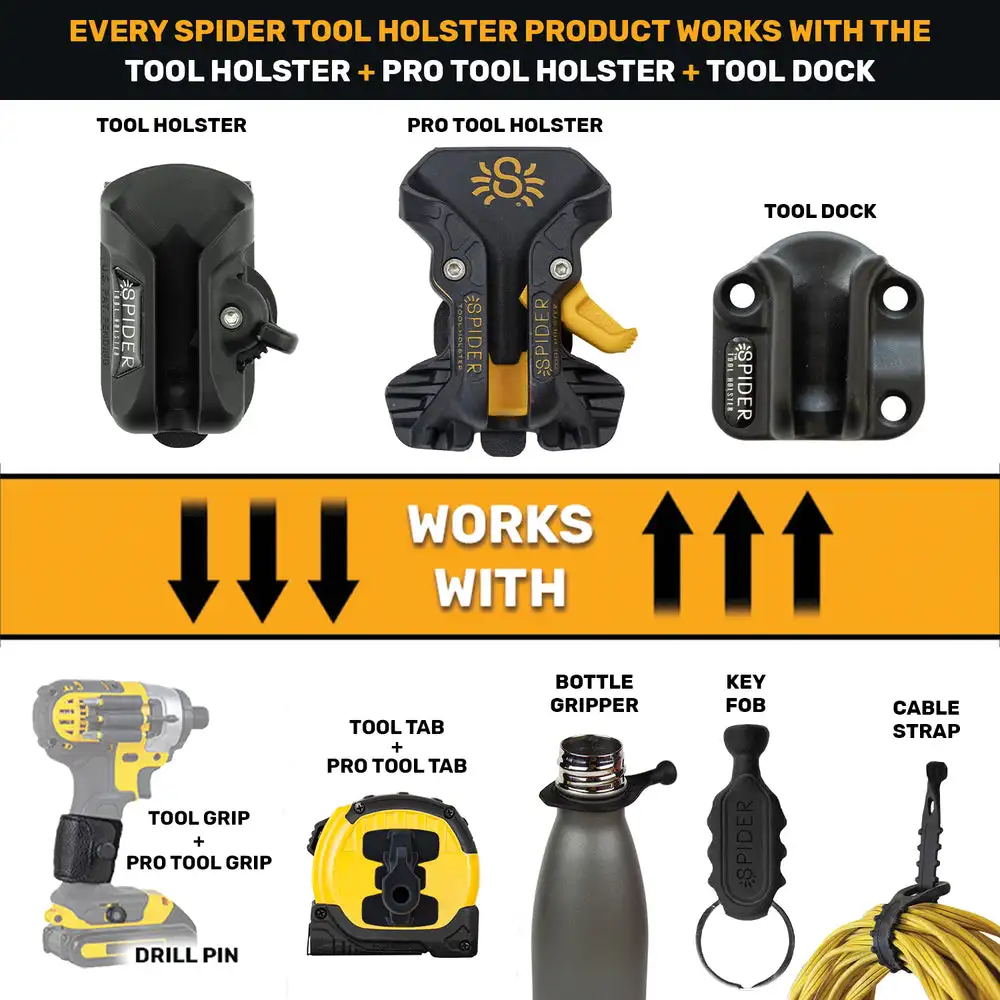 The Spider Pro Tool Holster+2 Drill pins Electric Drill Hammer Wrench Waist Hanging Storage Waist Hanger Storage El