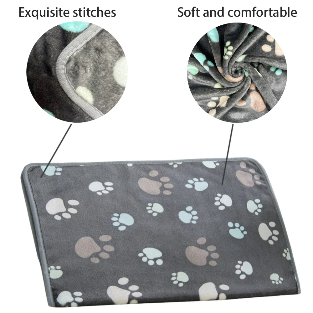 Soft Pet Blanket Winter Dog Cat Bed Mat Foot Print Warm Sleeping Mattress Small Medium Dogs Cats Coral Fleece Puppy Supplies