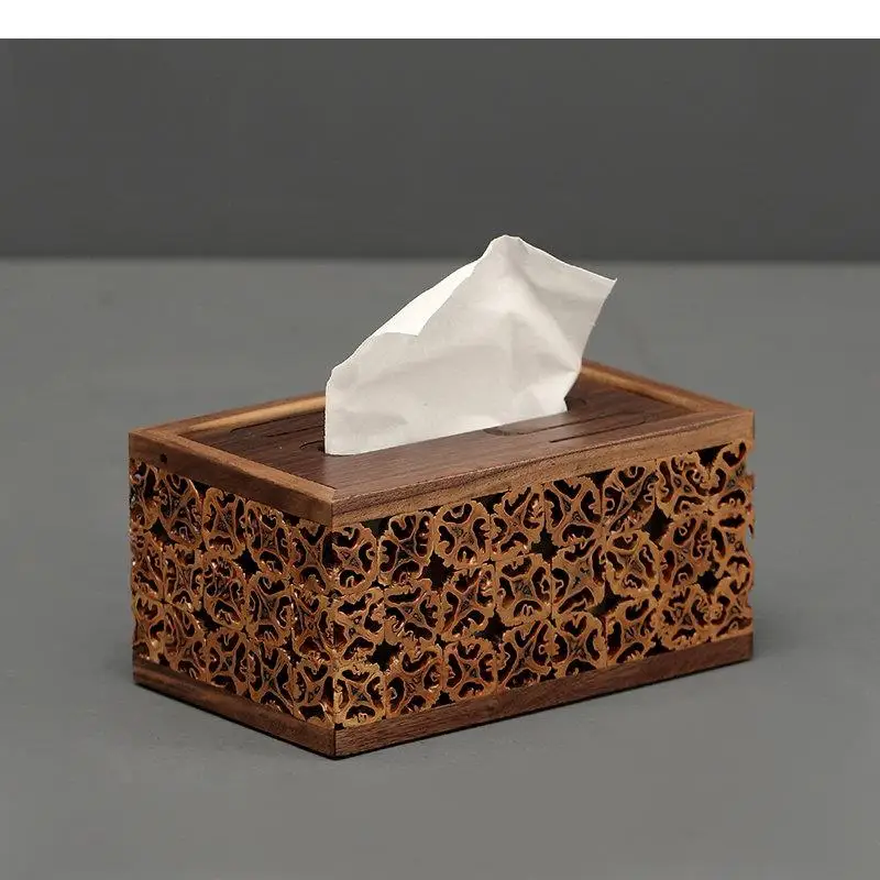 

Vintage Walnut Wooden Tissue Boxes Rectangular Extractive Type Napkin Paper Towel Holders Home Desktop Napkin Toilet Paper Box