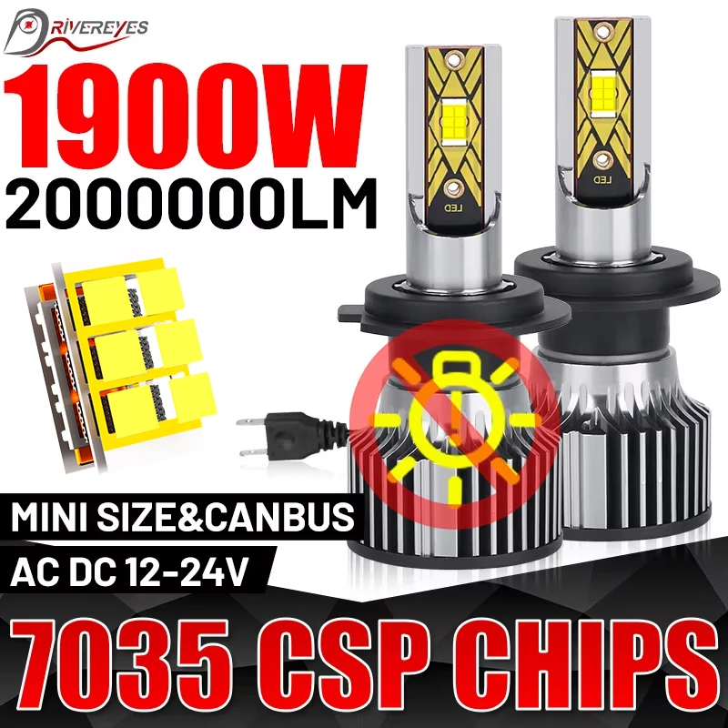 1900W H7 LED Car Headlight H4 H11 Bulb 9012 H3 H8 H9 9005 9006 880 H27 LED Auto Lamp 6K 12V 7035 CSP CHIPS Canbus Drivereyes 2X led car lights led lights led bulbs led headlights led car headlights car headlamps