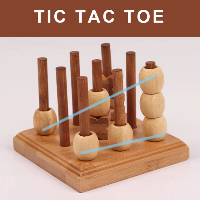 3d Wood Tic-Tac-Toe Pushing Me XO Fun Board Game XO Chess For Family Puzzle Game Educational Toys Children Kids Birthday Gift 2