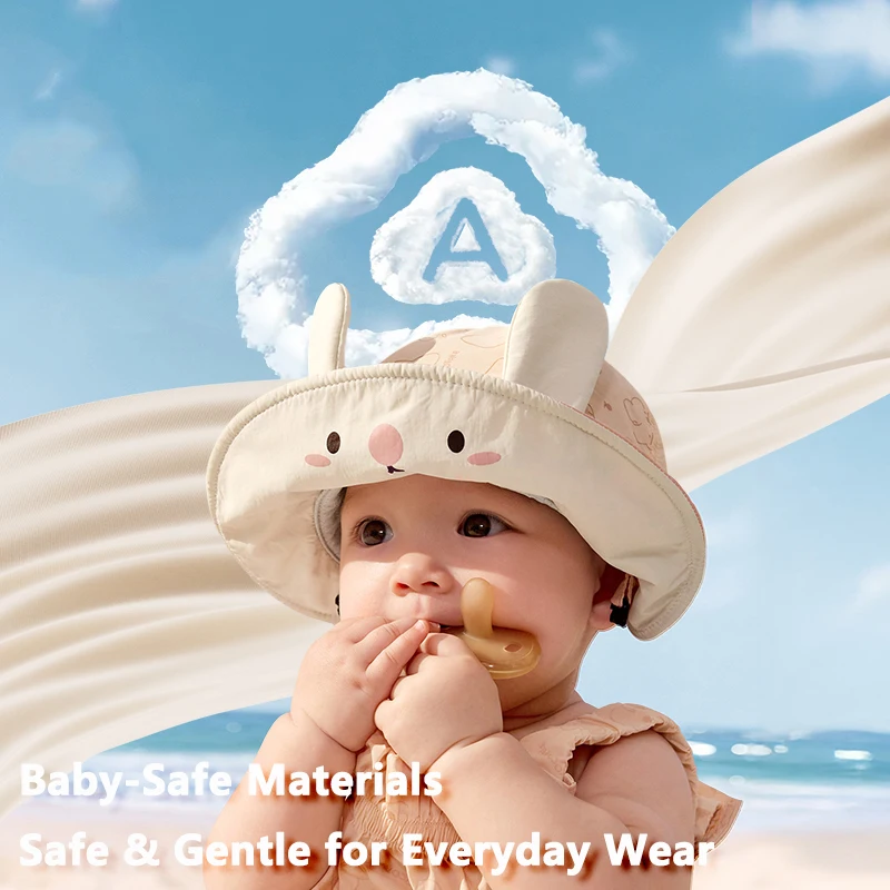 3D 토끼  태양 모자 6개월3세 용 통기성 넓은 챙 야구 모자 어린이 여름 야외 버킷 모자