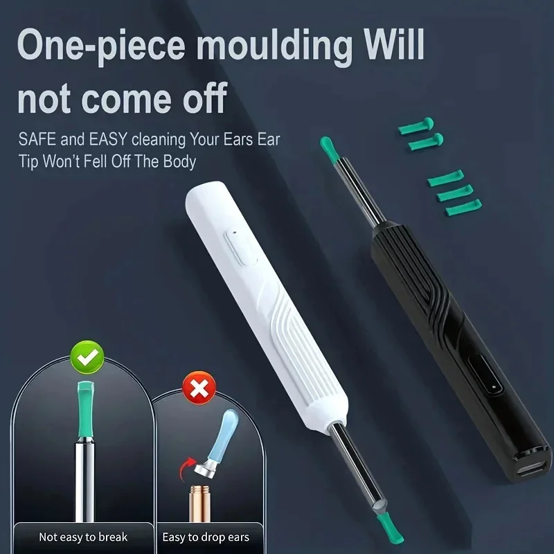 스마트 비주얼 귀 클리너 귀 스틱 검이경, USB C 충전 내시경, 왁스 제거 도구, 귀이개 미니 카메라, 건강 관리 세트, 1296P