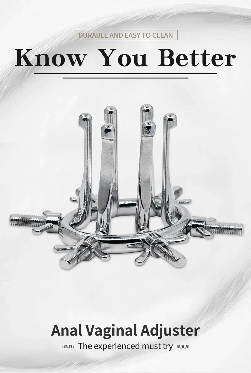 Adjustable Stainless Steel Vaginal Speculum Scope Anus Pussy Inspecting Enlargement Butt Anal Plug Dilator Bondage Sex Toy 729