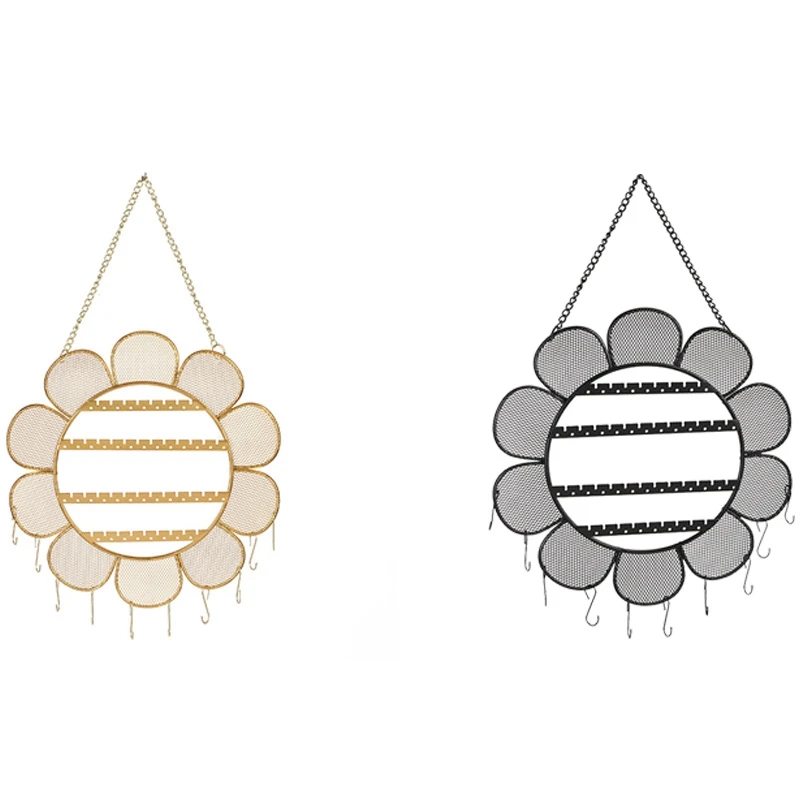 

Цельный сетчатый подвесной стеллаж для ювелирных изделий в виде подсолнуха, подвесная стойка для хранения ожерелий, браслетов, серег, дисплей для ювелирных изделий