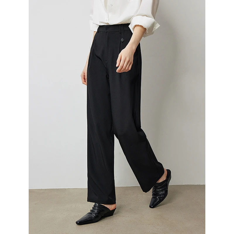 Women Casual Pants denim trousers women sweatpants women yoga pants Autumn High Waist Straight Wide Leg Ankle Length Trousers