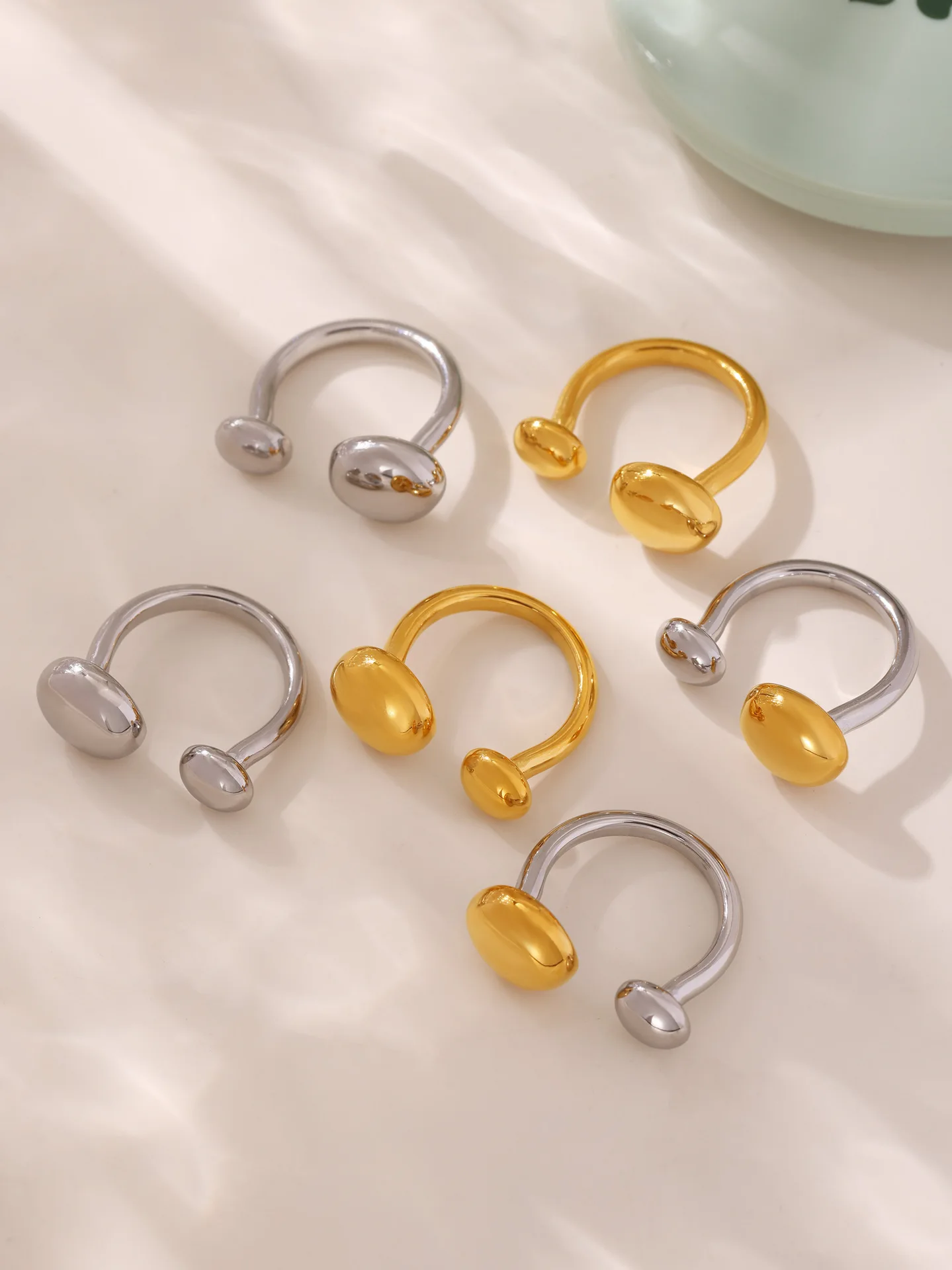 Klobiger Ring aus Edelstahl 316, für Damen, Goldfarbe, Silber, Öffnung, einfacher Persönlichkeitsring, Mädchen-Modeschmuck, wasserdicht – Detail 11