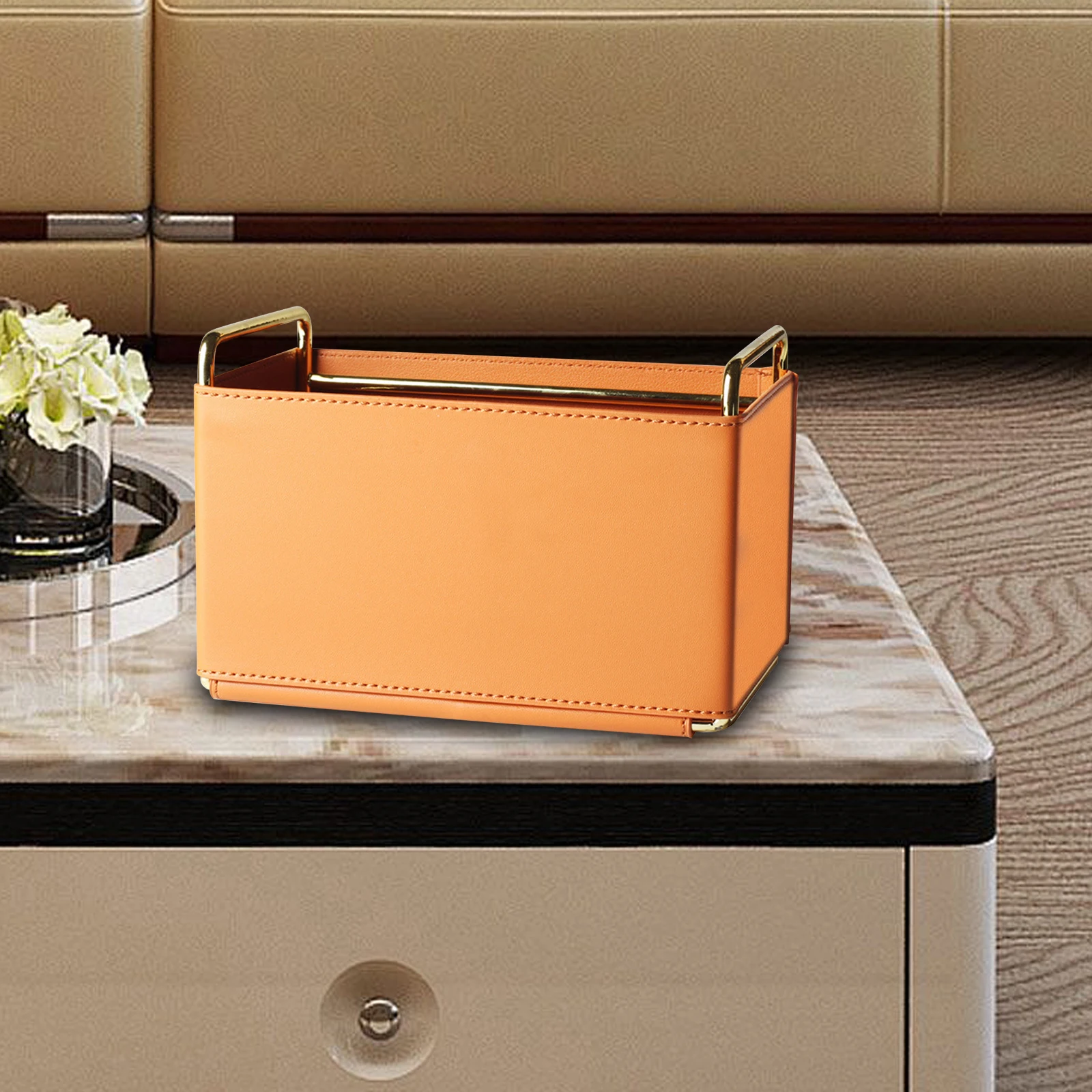 Remote Leather Pen Holder Control Organize Makeup Brush Boxes Space Saving Desktop Storage Box Multi Purpose For Office School