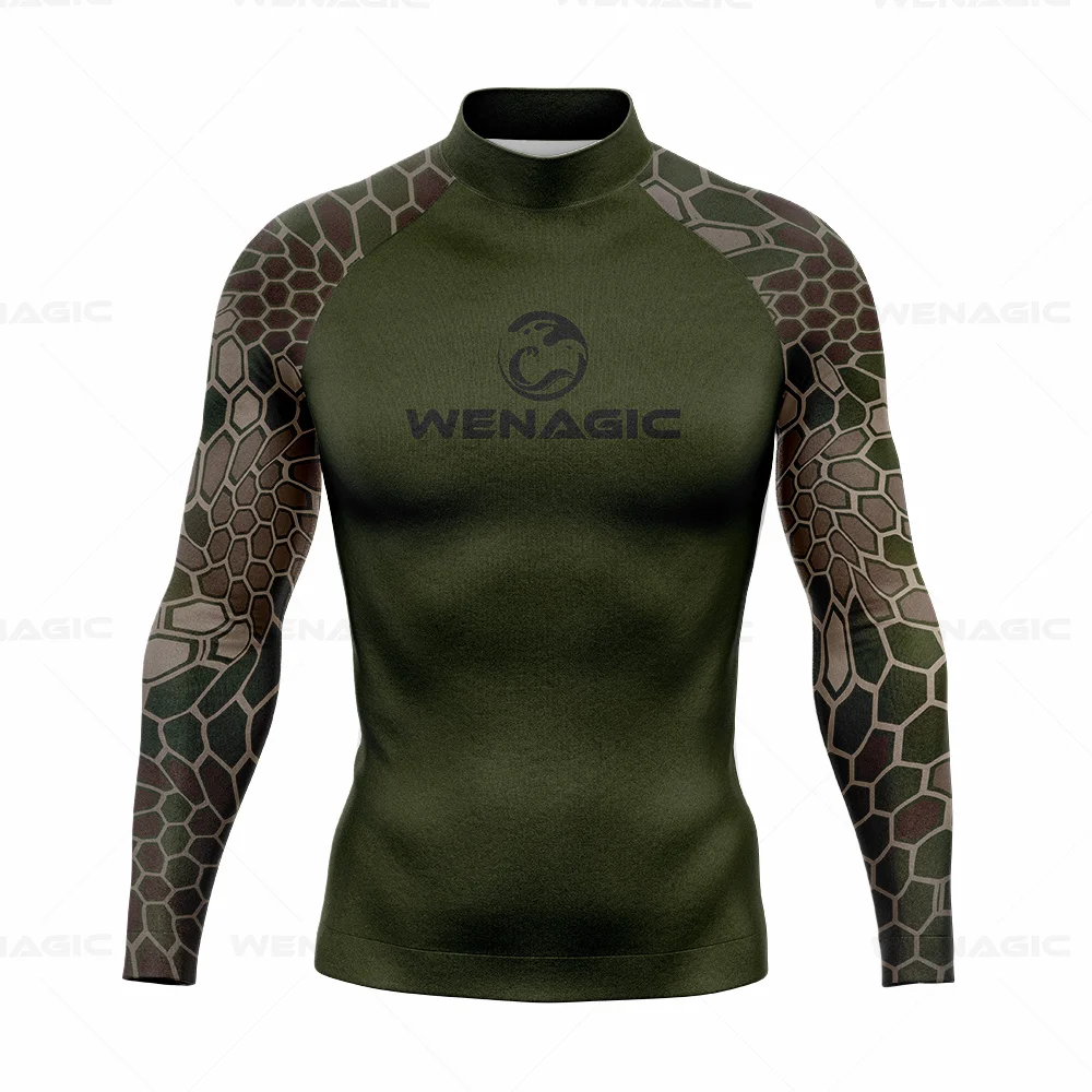 Men Long Sleeve Surf Swimsuit Swimming T-shirt Beach UV Protection Swimwear Rash Guard Surfing Diving Swimsuit Tights Shirt