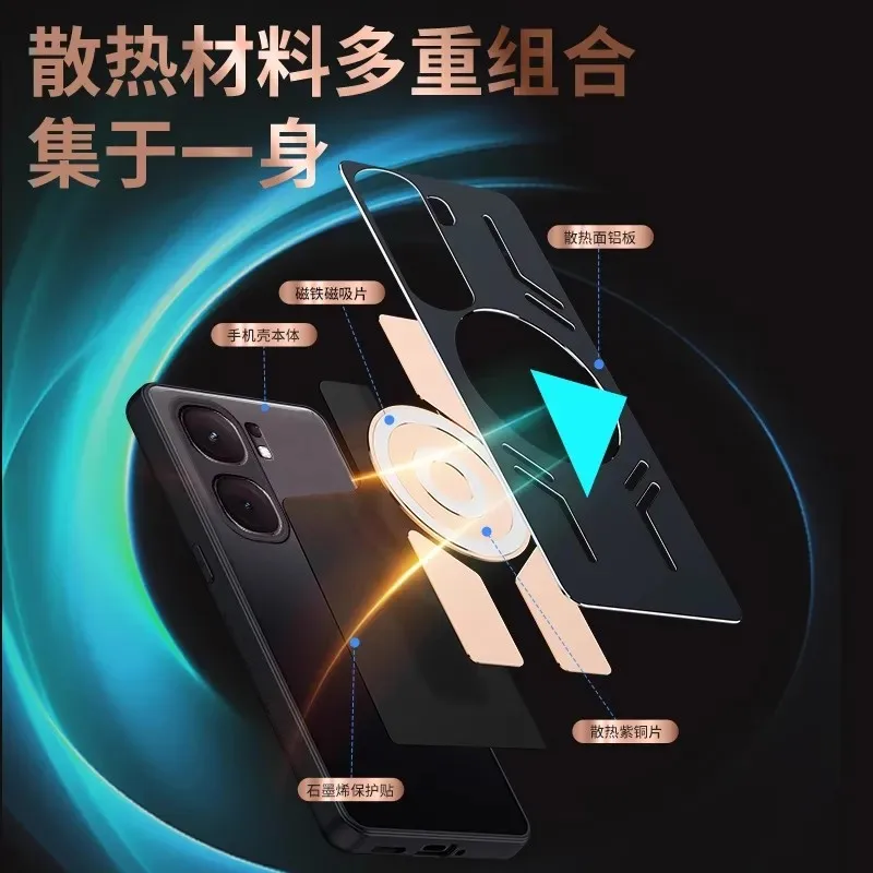Enhanced Red Copper Cooling Phone Case with Graphene Heat Dissipation and Magnetic Shockproof Cover