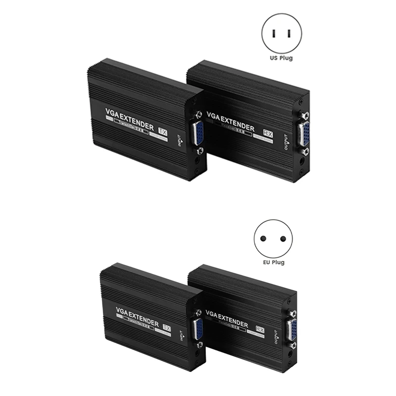 

150M VGA Network Extender RJ45 VGA Extender Audio Transmitter Receiver Support POE Power Supply