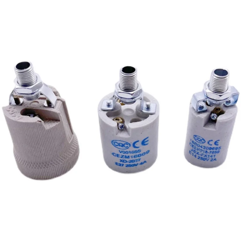 E14/E27 Screw Ceramic Lampholder High Temperature Resistant Ceramic Horn Lamp Holder Modified Lamp Lighting Accessories