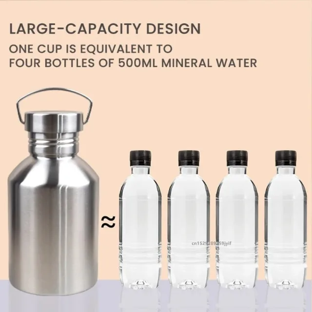 2000ML Large Capacity Sports Water Bottle Single Wall Stainless Steel Kettle Travel Outdoor Portable Flasks Cycling Drinkware 5
