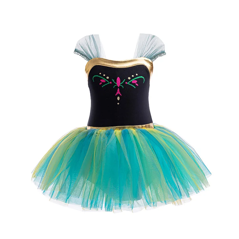Ballet Dress Girls Dance Costumes Tutu Skirt Little Girls Sweet Princess Anna Costume Kids Ballet Practice Puffy Tulle Tutu Dress