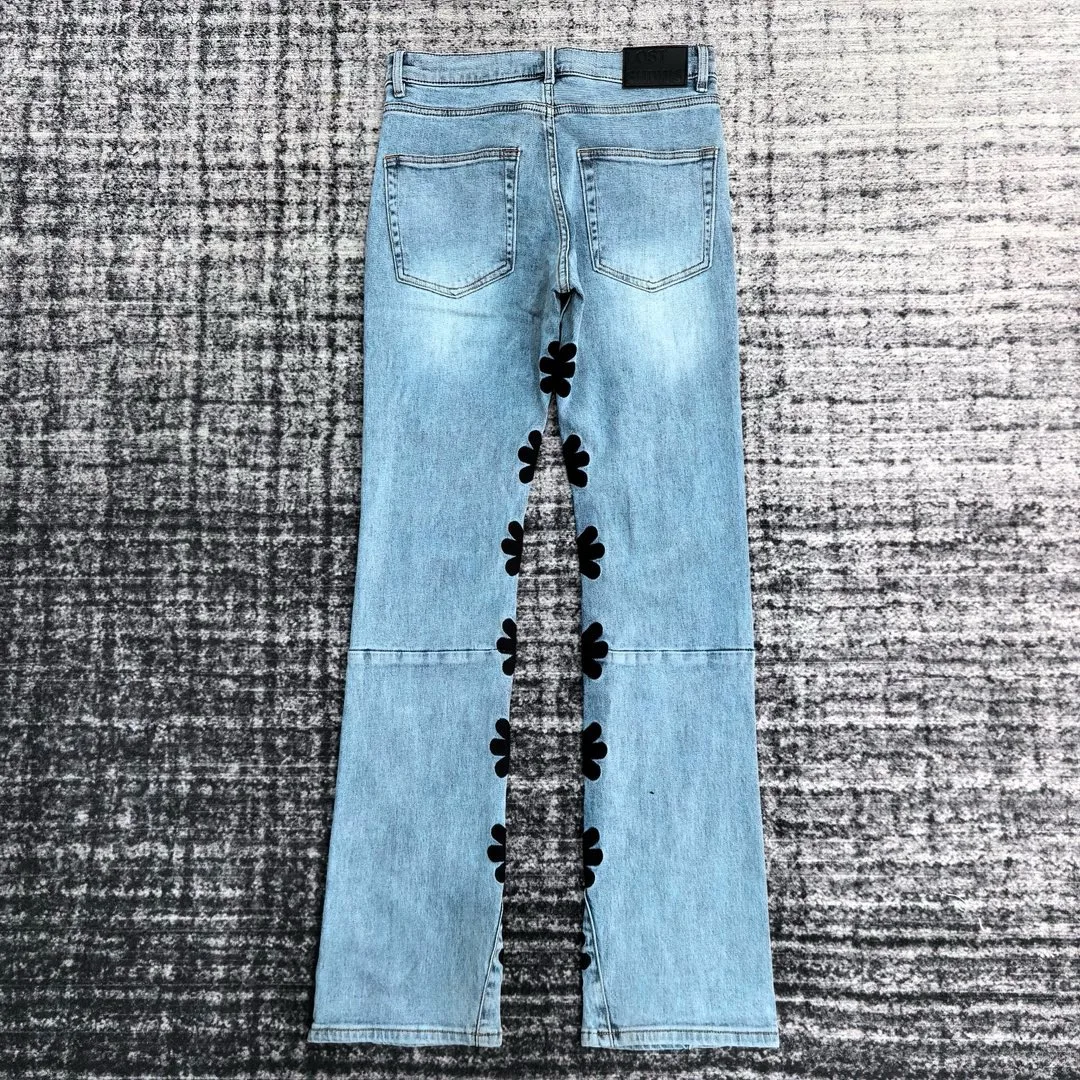men inseam embroidery gusset flare jeans 2