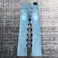men inseam embroidery gusset flare jeans 2