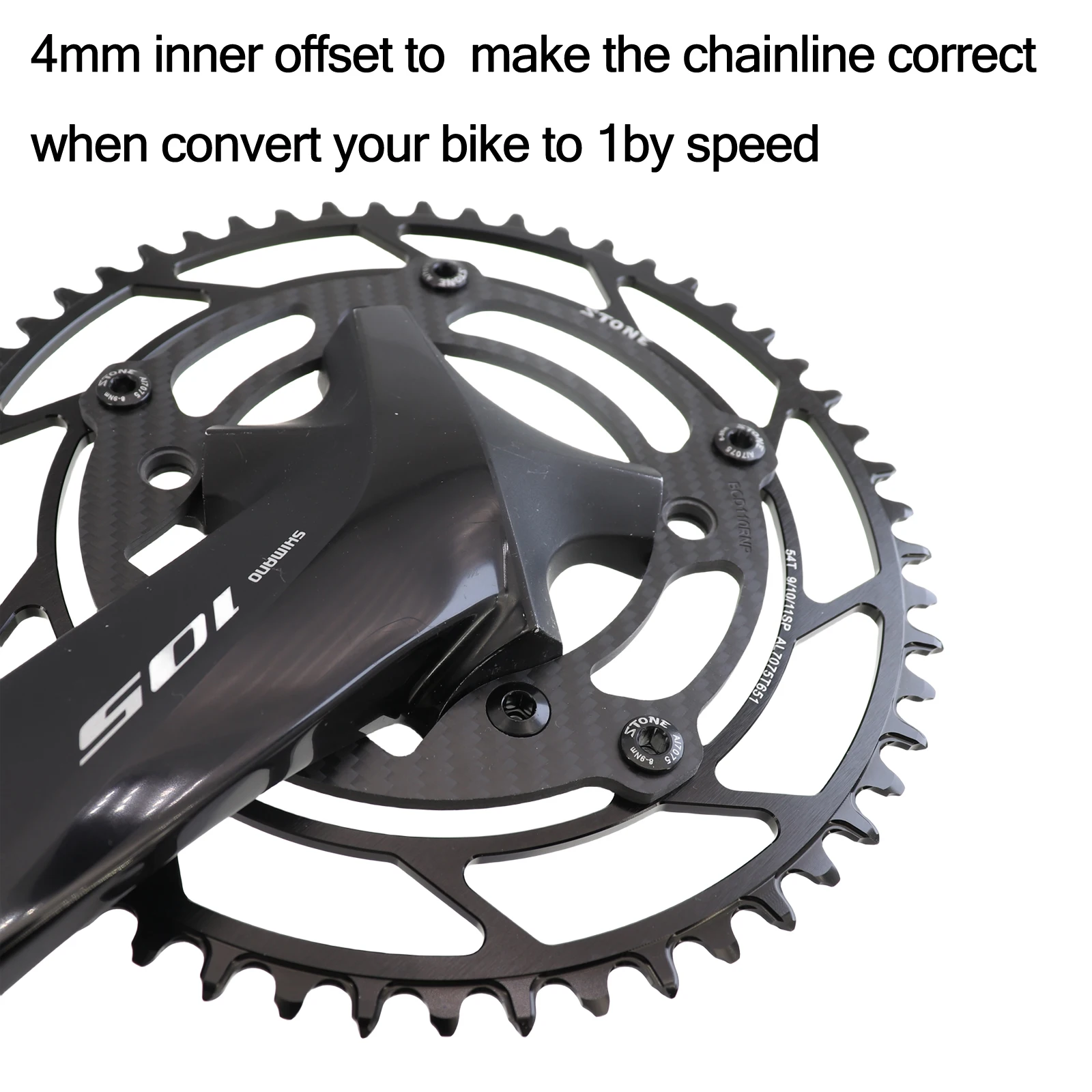 carbon ti チェーンリング デュラエース4アーム用 54t carbon ti