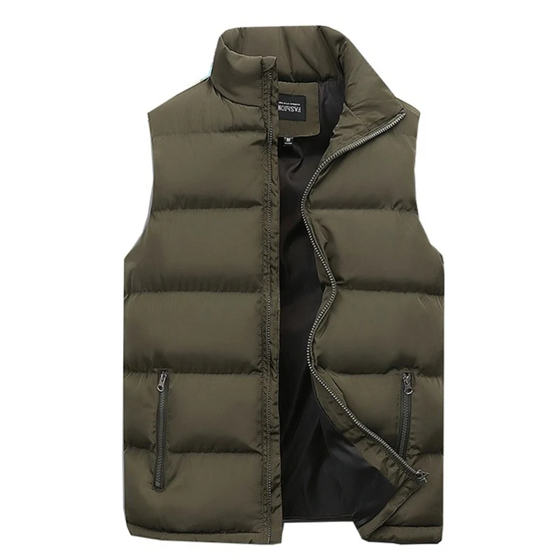 Mens Bubble Padded Vest Jackets Autumn Winter Warm Zipper Top Clothes Versatile Waterproof Down Thickened Sleeveless Coats