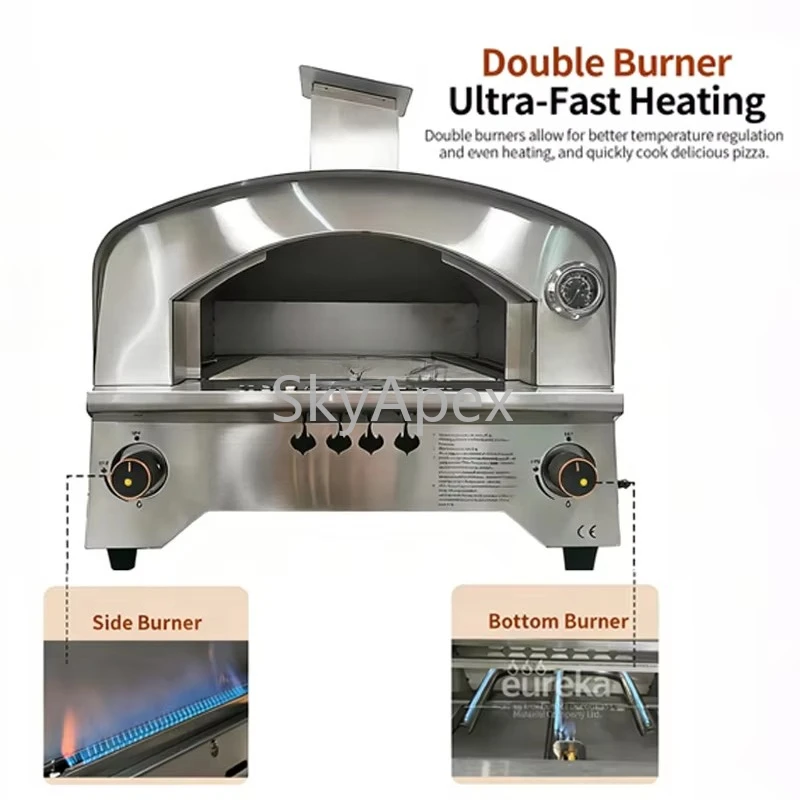 Premium Modern Luxurious Outdoor Professional Small I ndoor Portable Stainless Steel Garden Pizza Making Gas Oven Fast Heating